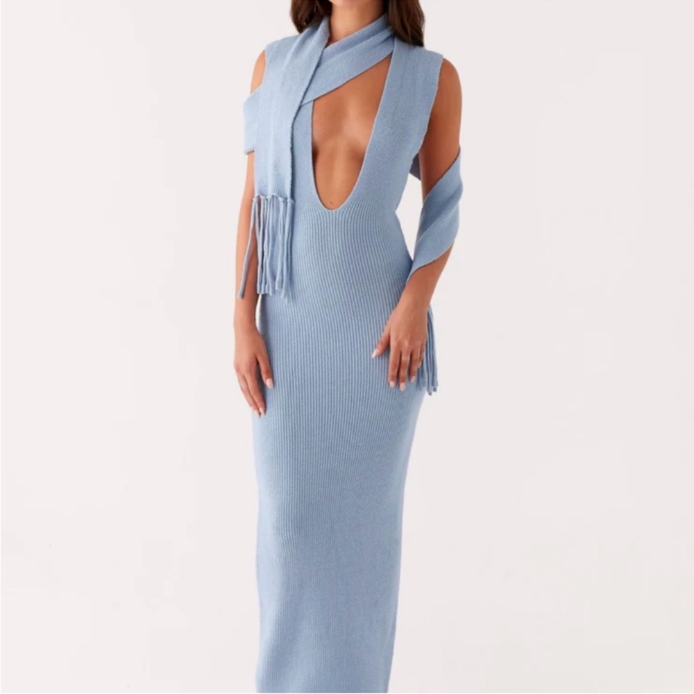 Peppermayo Light Blue Maxi knit  Dress